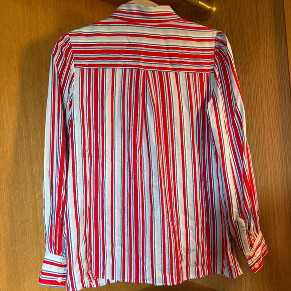 APC Women's Red, White and Light Blue Button-Down - Picture 2 of 5
